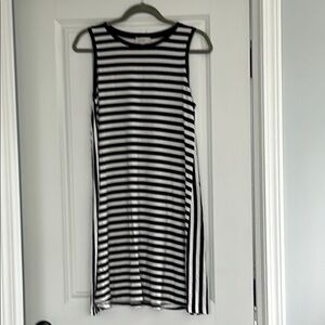 Striped Black and White Sleeveless Dress